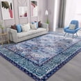 thumbnail image 1 of Wondo 4x6 Area Rugs for Living Room, Machine Washable Vintage Rug, Non-Slip Low Pile Throw Rugs with Rubber Backing Washable Carpet for Bedroom Dining Room Kitchen Home Decor, Blue & Purple, 1 of 7
