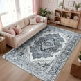 thumbnail image 1 of Wondo 4x6 Gray Area Rug - Machine Washable Non-Slip Rubber Backing, Low Pile Vintage Carpet for Living Room Bedroom Kitchen Dining Office, 1 of 9