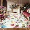 thumbnail image 1 of Wondo 4x6 Washable Floral Rug, Bright Floral Pattern Bohemian Rug for Bedroom, Low Pile Non-Slip Decorative Rug for Living Room, Kids Room, Office, Dining Room, Beige, 1 of 8