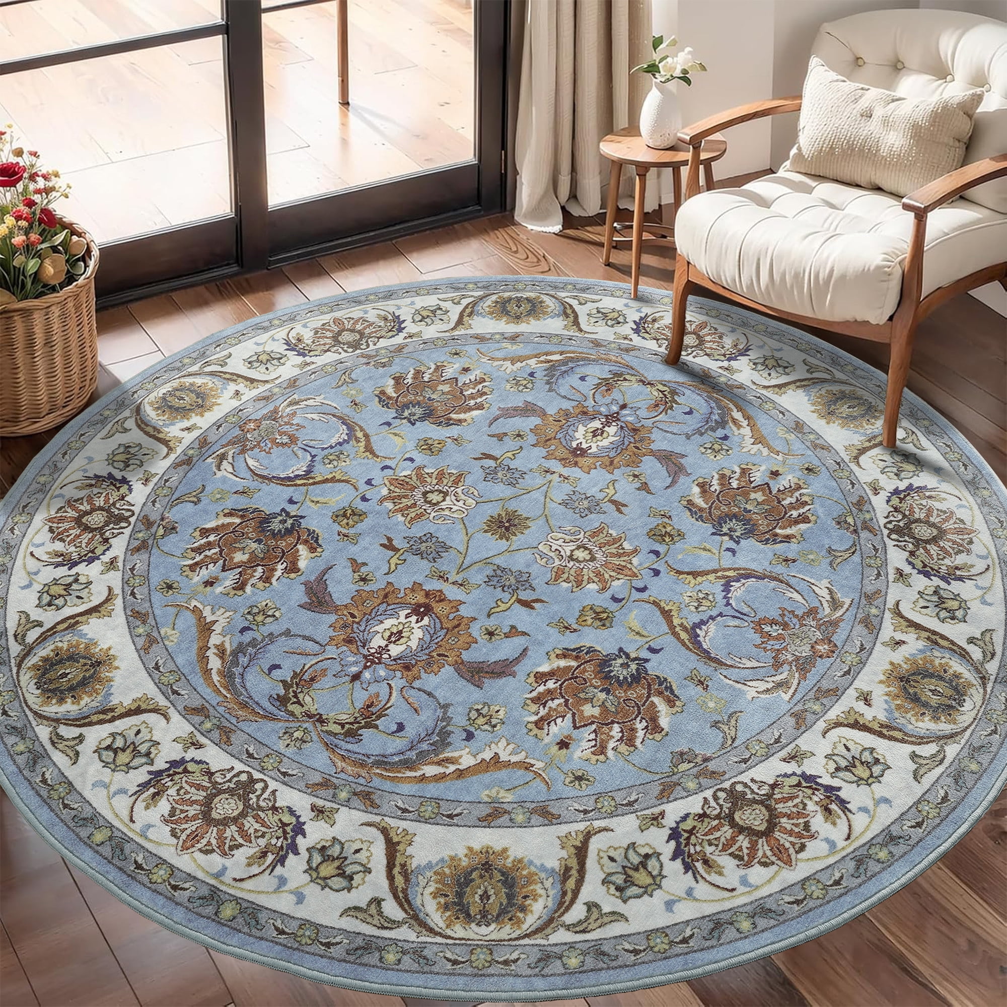 Noahas 5 ft Round Rugs for Living Room Bedroom Rug Circle Area Rug for ...