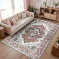 thumbnail image 1 of Wondo 9x11 Orange Red Area Rug - Machine Washable Non-Slip Rubber Backing, Low Pile Vintage Carpet for Living Room Bedroom Kitchen Dining Office, 1 of 9