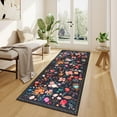 thumbnail image 1 of Wondo Anti-Skid Floral Runner Rug 2'x6' with Rubber Backing - Machine Washable Carpet Runner for Hallways, Kitchen, Bedroom, Bathroom & Laundry Room (Black), 1 of 8