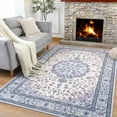 thumbnail image 1 of Wondo Bohemian Machine Washable Area Rug for Living Room, Blue, 5' x 8', 1 of 7