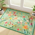 thumbnail image 1 of Wondo Boho Floral Anti-Skid Door Mat 2'x3' Indoor Machine Washable Low Pile Rug - Entryway Kitchen Mat, Front Door Floor Mats for Kids Room, Entry & Indoor Spaces (Green), 1 of 8