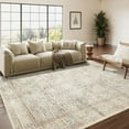 thumbnail image 1 of Wondo Floral Washable Rugs, 4x6 Area Rug for Living Room, Soft Large Boho Bedroom Rug, Botanical Non Slip Ultra Thin Floor Carpet for Dining Room Nursery Office, Light Yellow, 1 of 7