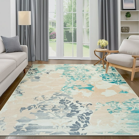 Wondo Modern Abstract Area Rugs 8x10, Large Washable Rugs for Living Room Soft Rugs for Bedroom, Beige