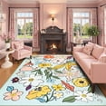 thumbnail image 1 of Wondo Washable Non-Slip 4x6 Floral Area Rug - Soft Green Low Pile Floor Carpet with Botanical Big Flower Design for Girls Bedroom, Living Room, Dining Room, Kids Classroom Office, 1 of 9