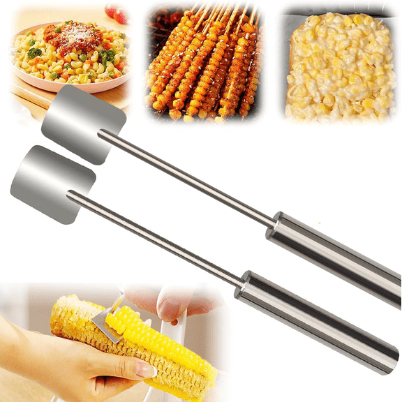Wondolla Corn Stripper, Stainless Steel Corn Peeler Long Handle Quick Kernel Remover Tool