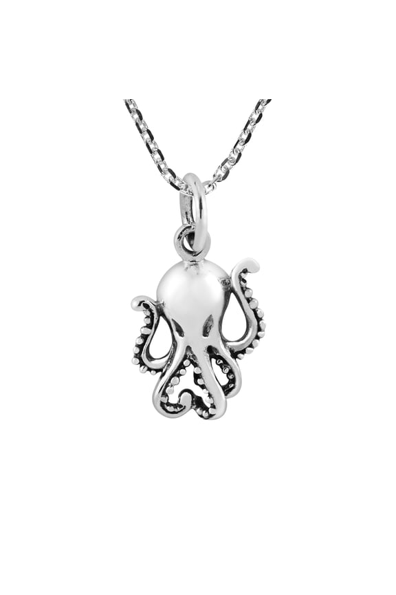 Wondrous Sea Octopus Sterling Silver Pendant Necklace