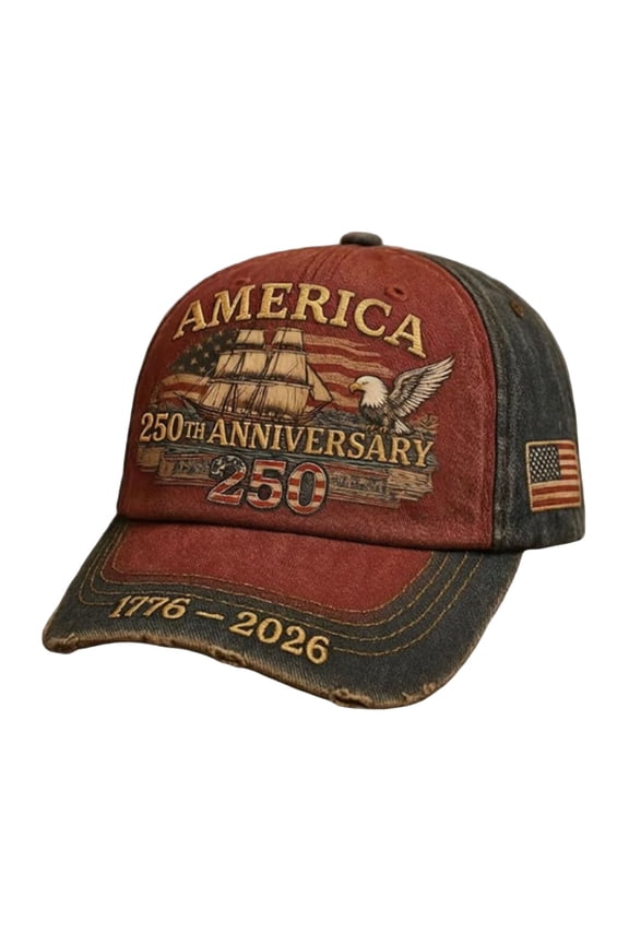 Wonitaaizi US 250th Anniversary Retro Floral Print Hat Patriotic 1776-2026 American Flag Eagle Baseball Cap Celebration Hat