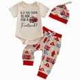 thumbnail image 1 of Wonitaaizi 3Pcs Newborn Baby Boy Clothes Is It Too Soon to Ask for A Fire Truck Short Sleeve Romper Pants Set Firefighter Outfit(0-3 Months,Red), 1 of 7