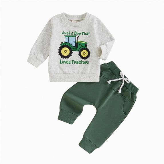 Wonitaaizi Baby Boy Fall Clothes Set Long Sleeve Letter Print Sweatshirt Pants Toddler Infant Outfits (12-18 Months,Green)