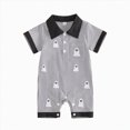 thumbnail image 1 of Wonitaaizi Baby Boy Pumpkin Romper Short Sleeve Babydoll Collar Gingham Jumpsuit Halloween Clothes (3-6 Months,Black), 1 of 5