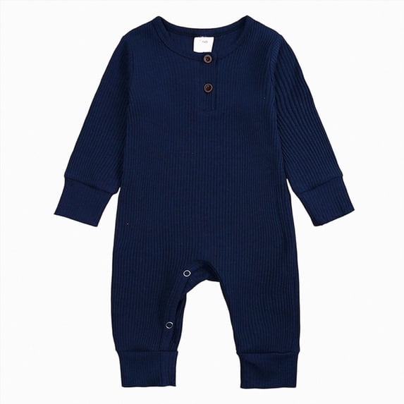 Wonitaaizi Baby Boy Rompers Bodysuit Jumpsuit Playsuit One Piece Outfit Clothes (4-8 Months,Dark Blue)