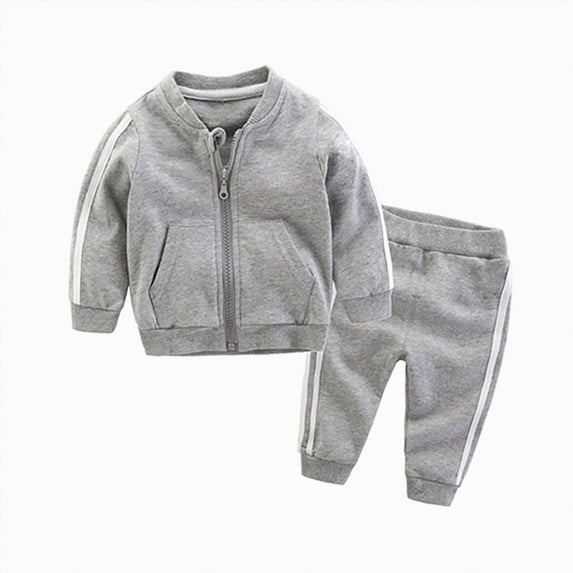 Wonitaaizi Baby Boys Clothes Unisex Tracksuit Long Sleeve Zipper Sweatshirt Jacket and Pants (7-8 Years,Grey)