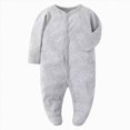 thumbnail image 1 of Wonitaaizi Baby Boys Jumpsuit Newborn Cute Footed Onesie Long Sleeve Button Down Bodysuit Soft Cozy Outfits (6-9 Months,Grey), 1 of 3