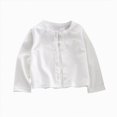 thumbnail image 1 of Wonitaaizi Baby Girl Cardigan Button Front Crop Sweater Long Sleeve Spring Fall Tops Solid Color (5-6 Years,White), 1 of 1