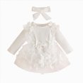 thumbnail image 1 of Wonitaaizi Baby Girl Clothes Flower Dress Long Sleeve Butterfly Princess Bowknot Dresses for Infant Girl(3-6 Months,White), 1 of 7