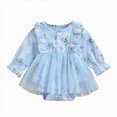 thumbnail image 1 of Wonitaaizi Baby Girl Romper Dress Flowers Baby Dress Romper Infant Fall Winter Festival Clothes (12-18 Months,Sky Blue), 1 of 4