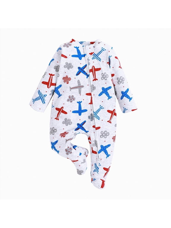 Baby Girls One-Piece Footies Newborn Rompers Pajamas Footed Pjs for Sleep Play (0-3 Months,Blue)