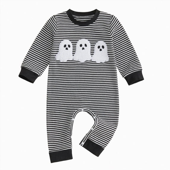 Wonitaaizi Baby Halloween Outfit Newborn Boy Pumpkin Jumpsuit Long Sleeve Fall Winter Clothes(0-3 Months,Black)
