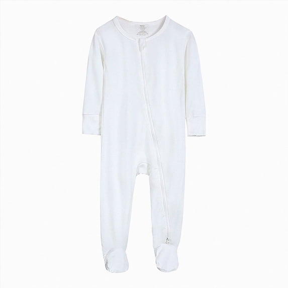 Wonitaaizi Baby Pajamas Baby Clothes for Boys Girls Unisex Zip-Front Non-Slip Onesie Sleeper(12-18 Months,White)