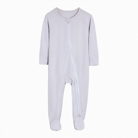 Wonitaaizi Baby Pajamas Baby Clothes for Boys Girls Unisex Zip-Front Non-Slip Onesie Sleeper(6-12 Months,Light Gray)