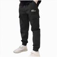 thumbnail image 1 of Wonitaaizi Boys Cargo Joggers Pants Stretch Elastic Waist Drawstring Kids' Pants Sweatpants Pockets White for Size 7-8 Years, 1 of 6