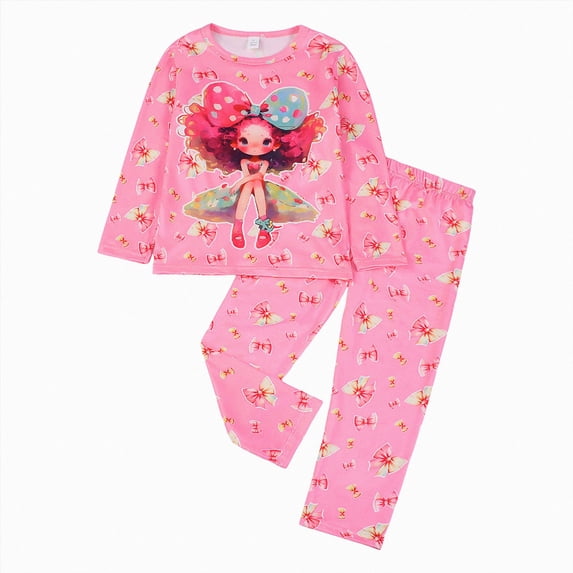 Wonitaaizi Boys Girls Pajamas Glow in Dark Long Sleeve Sleepwear 2-Piece PJs Set Comfy Kid Size (7-8 Years,Pink)