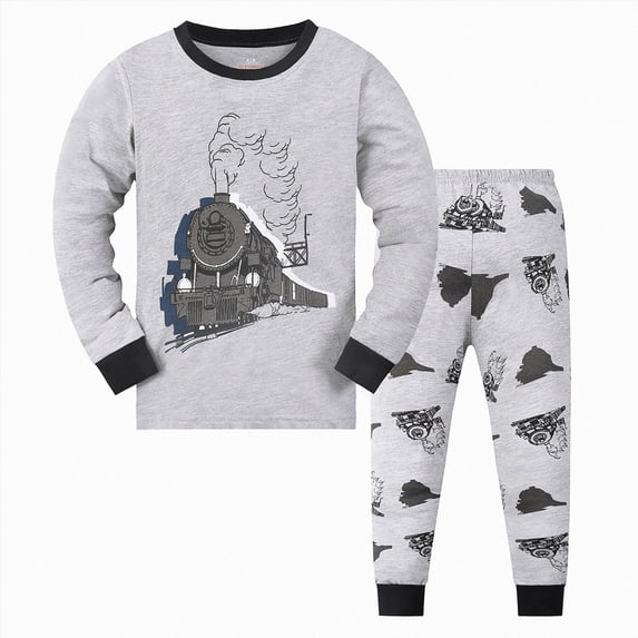 Wonitaaizi Boys Halloween Pajamas Pjs Kids Long Sleeve Holiday Sleepwear (2-3 Years,Grey)