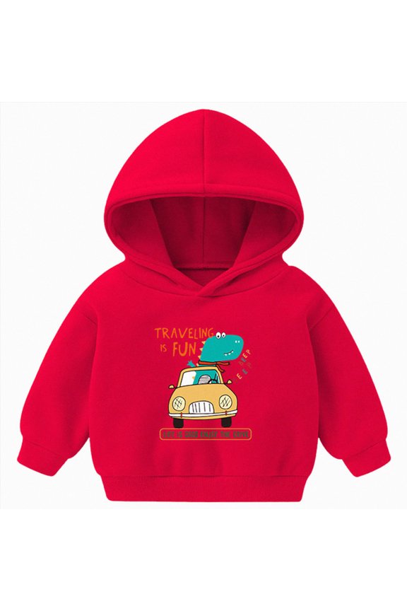 Boys Kids Cute Car Hoodies Sweatshirts Fun Hooded Pullover (18-24 Months,Red)