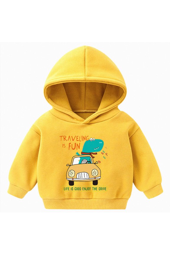 Boys Kids Cute Car Hoodies Sweatshirts Fun Hooded Pullover (2-3 Years,Yellow)