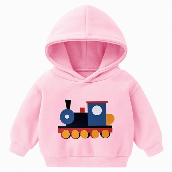 Wonitaaizi Boys Kids Train Fleece Hoodies Tractor Sweatshirts Fun Hooded Pullover (2-3 Years,Pink)