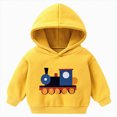 thumbnail image 1 of Wonitaaizi Boys Kids Train Fleece Hoodies Tractor Sweatshirts Fun Hooded Pullover (3-4 Years,Yellow), 1 of 7