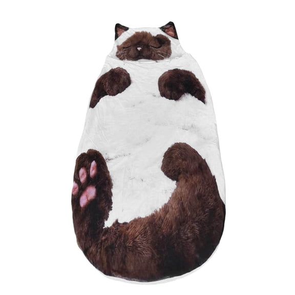Wonitaaizi Cat Sleeping Bag, Cat Shaped Plush Sleeping Bag for Human, Large Cats Envelopes Sleepings Bags Washable Warm Blanket for Adult Camping Travel Sleepovers Home office