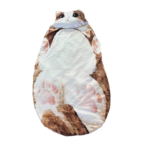 Wonitaaizi Cat Sleeping Bag, Cat Shaped Plush Sleeping Bag for Human, Large Cats Envelopes Sleepings Bags Washable Warm Blanket for Adult Camping Travel Sleepovers Home office