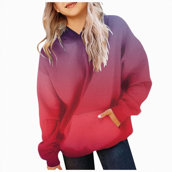 Wonitaaizi Cute Tie Dye Graphic Hoodies for Teen Girls Gradient Clothes for Girls (3-4 Years,Red)