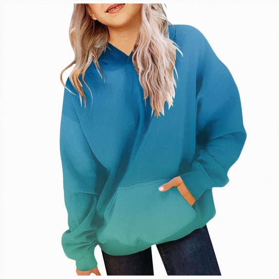 Wonitaaizi Cute Tie Dye Graphic Hoodies for Teen Girls Gradient Clothes for Girls (9-10 Years,Blue)
