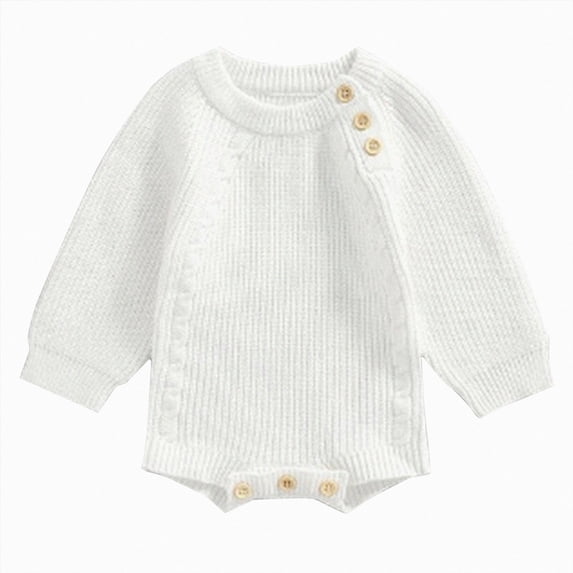 Wonitaaizi Fall Winter Baby Girl Boy Clothes Sweater Sweatshirt Romper Onesie Pullover Long Sleeve Blouse Top Outfit(12-18 Months,White)