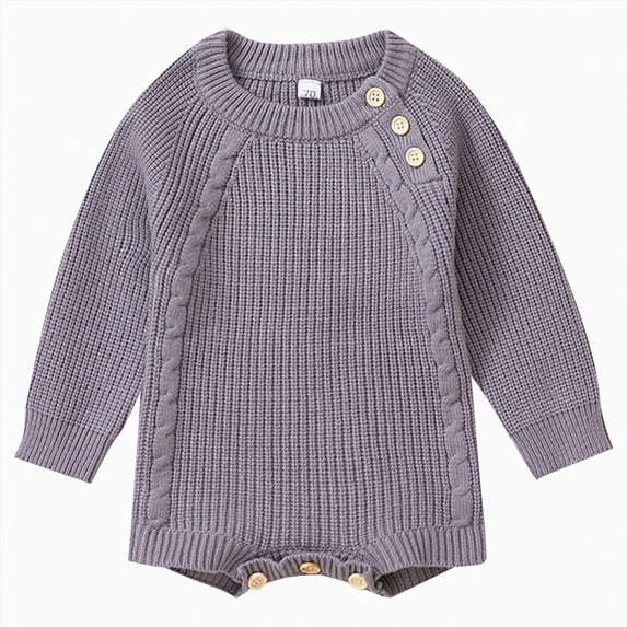 Wonitaaizi Fall Winter Baby Girl Boy Clothes Sweater Sweatshirt Romper Onesie Pullover Long Sleeve Blouse Top Outfit(9-12 Months,Grey)