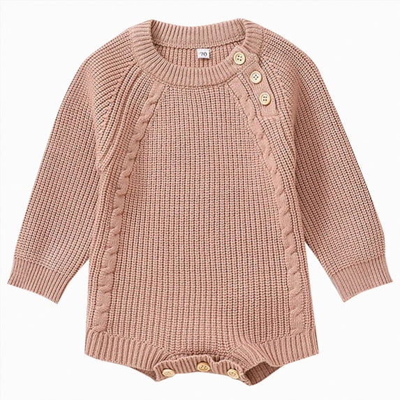 Wonitaaizi Fall Winter Baby Girl Boy Clothes Sweater Sweatshirt Romper Onesie Pullover Long Sleeve Blouse Top Outfit(9-12 Months,Pink)