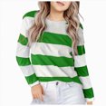 thumbnail image 1 of Wonitaaizi Girl's Long Sleeve T-Shirts Striped Classic Crewneck Tee Kids Stripes Shirt Everyday Basic Top (12-13 Years,Green), 1 of 4