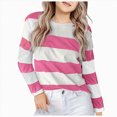 thumbnail image 1 of Wonitaaizi Girl's Long Sleeve T-Shirts Striped Classic Crewneck Tee Kids Stripes Shirt Everyday Basic Top (12-13 Years,Red), 1 of 4