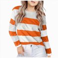 thumbnail image 1 of Wonitaaizi Girl's Long Sleeve T-Shirts Striped Classic Crewneck Tee Kids Stripes Shirt Everyday Basic Top (6-7 Years,Orange), 1 of 4