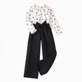 thumbnail image 1 of Wonitaaizi Girls 2 Piece Outfit Ruffle Long Sleeve Blouse and High Cropped Paper Pants with Bow Belt Fall Set (11-12 Years,White), 1 of 7
