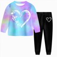 thumbnail image 1 of Wonitaaizi Girls 2 Piece Outfits Kids Clothes Sets Sweatsuit Tracksuit Jogger Print Long Sleeve (7-8 Years,Blue), 1 of 6