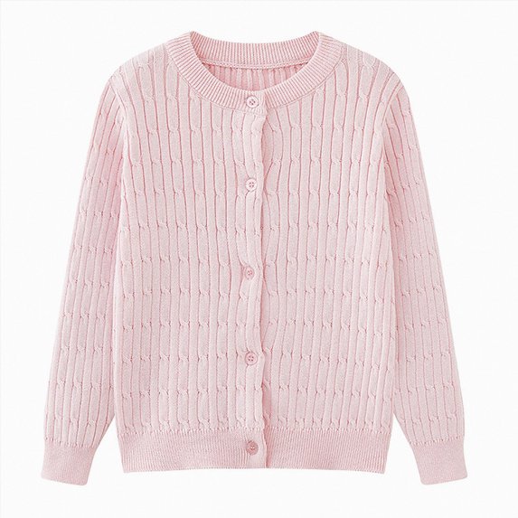 Wonitaaizi Girls Cardigan Long Sleeve Button Down Sweater Toddler Kids Sweaters (4-5 Years,Pink)