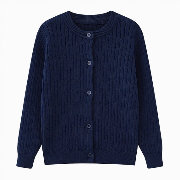 Wonitaaizi Girls Cardigan Long Sleeve Button Down Sweater Toddler Kids Sweaters (7-8 Years,Blue)