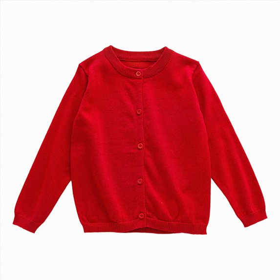 Wonitaaizi Girls Cardigan Sweater Toddler Long Sleeve Button Knit Solid Sweaters Tops (12-18 Months,Red)