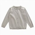 thumbnail image 1 of Wonitaaizi Girls Cardigan Sweater Toddler Long Sleeve Button Knit Solid Sweaters Tops (6-12 Months,Grey), 1 of 6